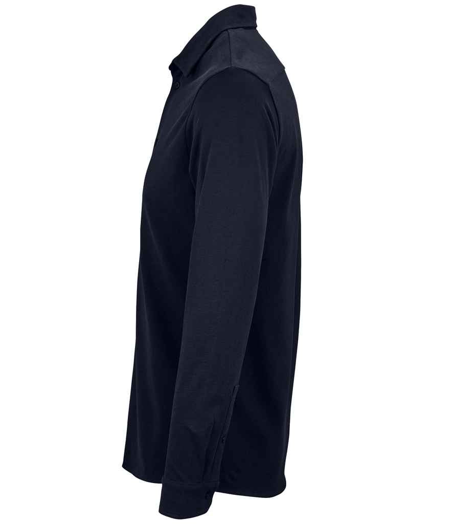 NEOBLU Basile Organic Cotton Long Sleeve Piqué Shirt | Night Blue