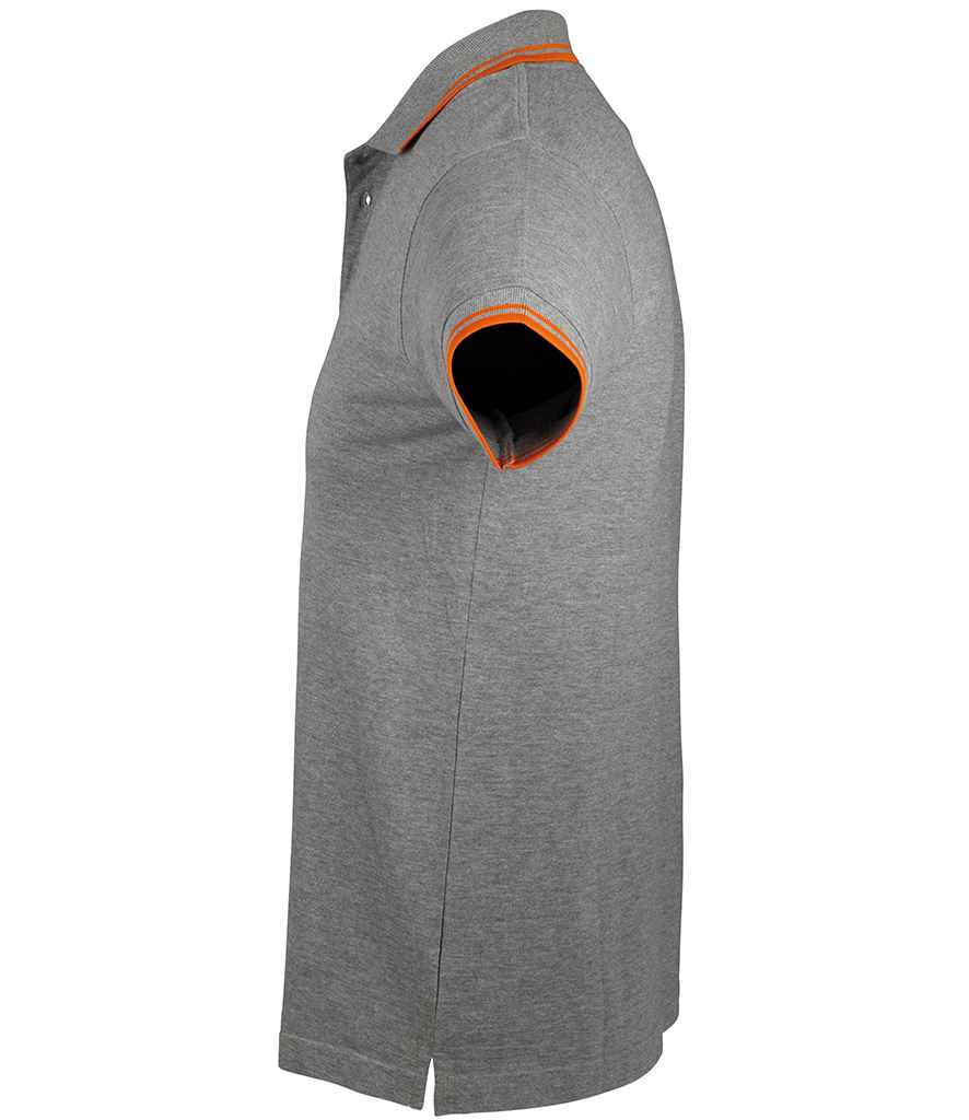 SOL'S Pasadena Tipped Cotton Piqué Polo Shirt | Grey Marl/Orange