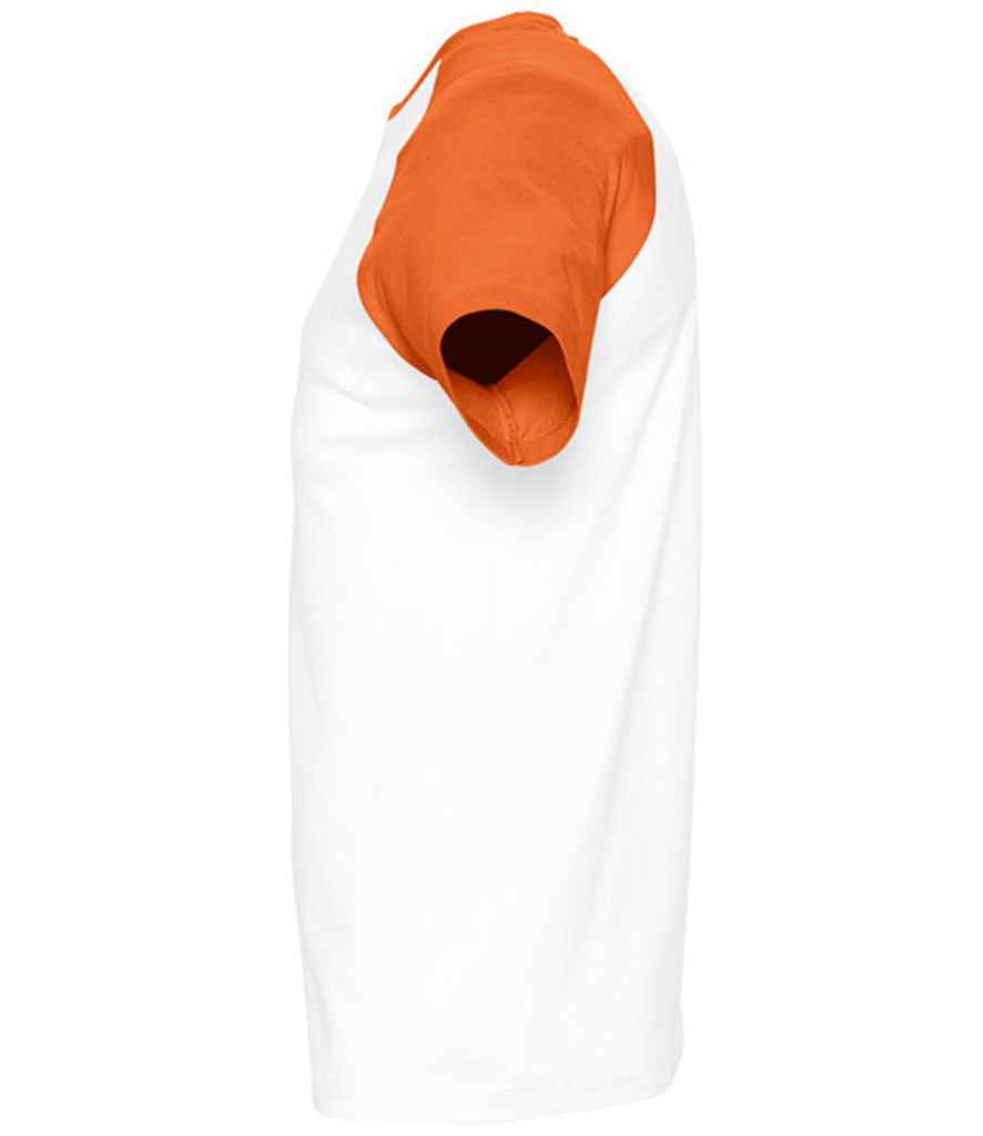 SOL'S Funky Contrast Baseball T-Shirt | White/Orange