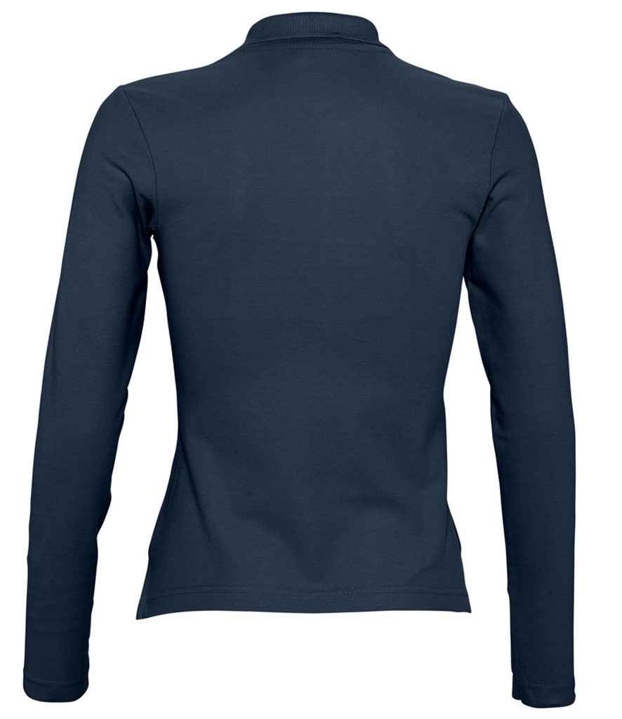 SOL'S Ladies Podium Long Sleeve Cotton Piqué Polo Shirt | Navy