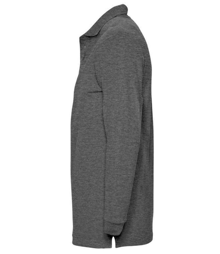 SOL'S Winter II Long Sleeve Cotton Piqué Polo Shirt | Charcoal Marl