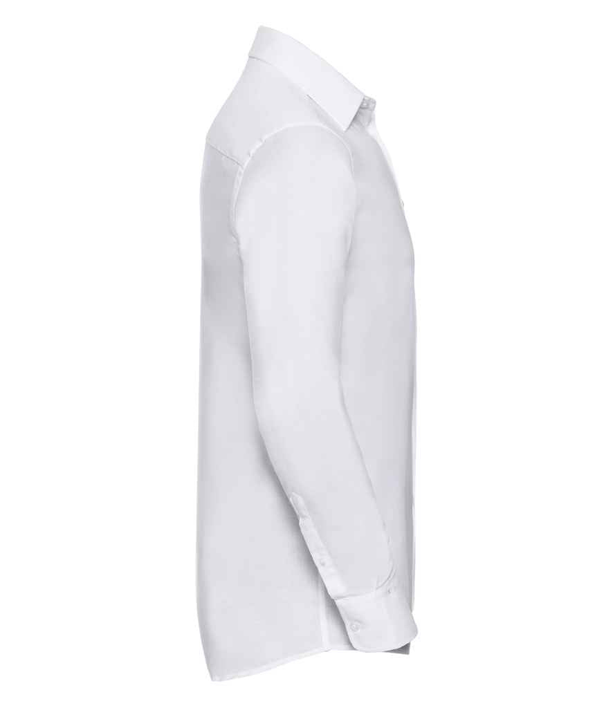 Russell Collection Long Sleeve Tailored Oxford Shirt | White