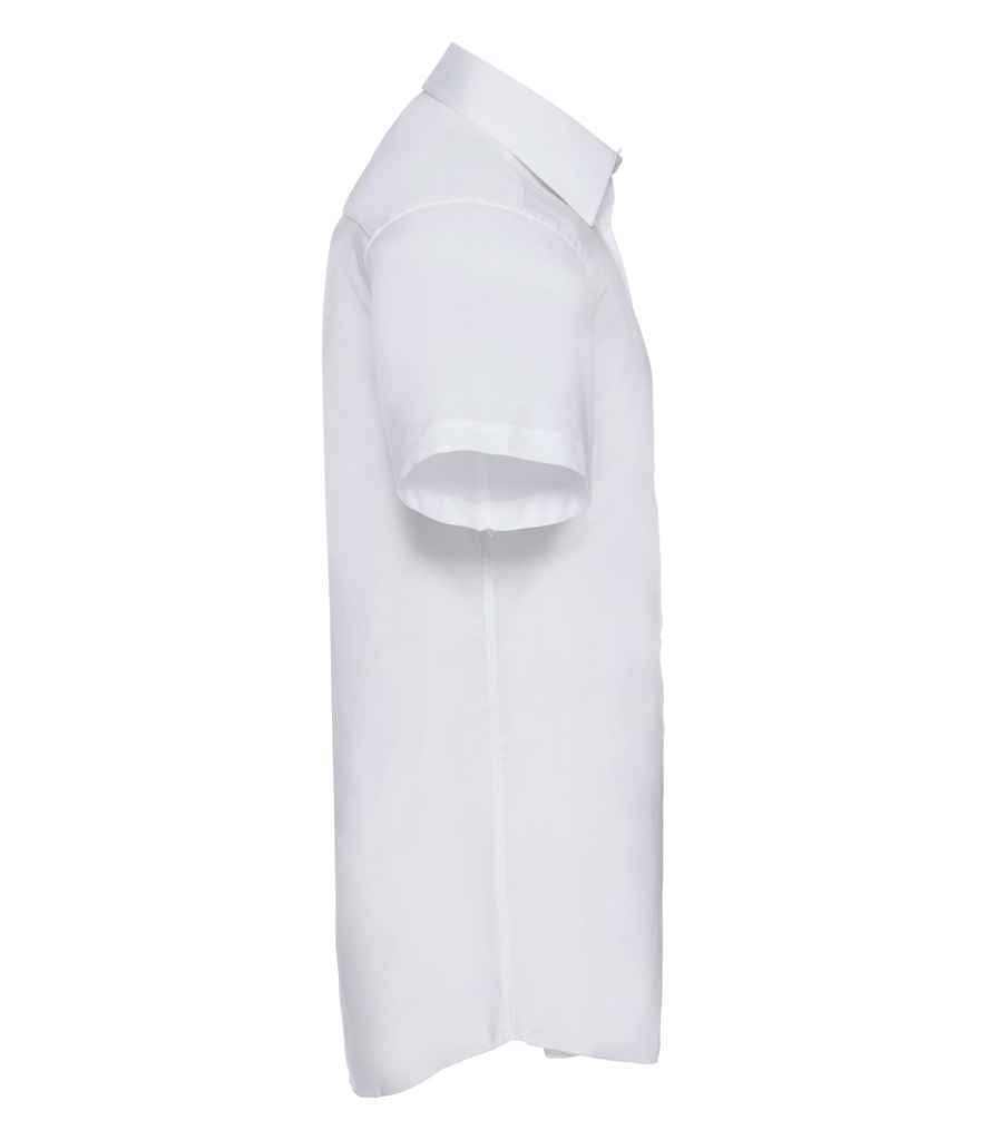Russell Collection Short Sleeve Tailored Oxford Shirt | White