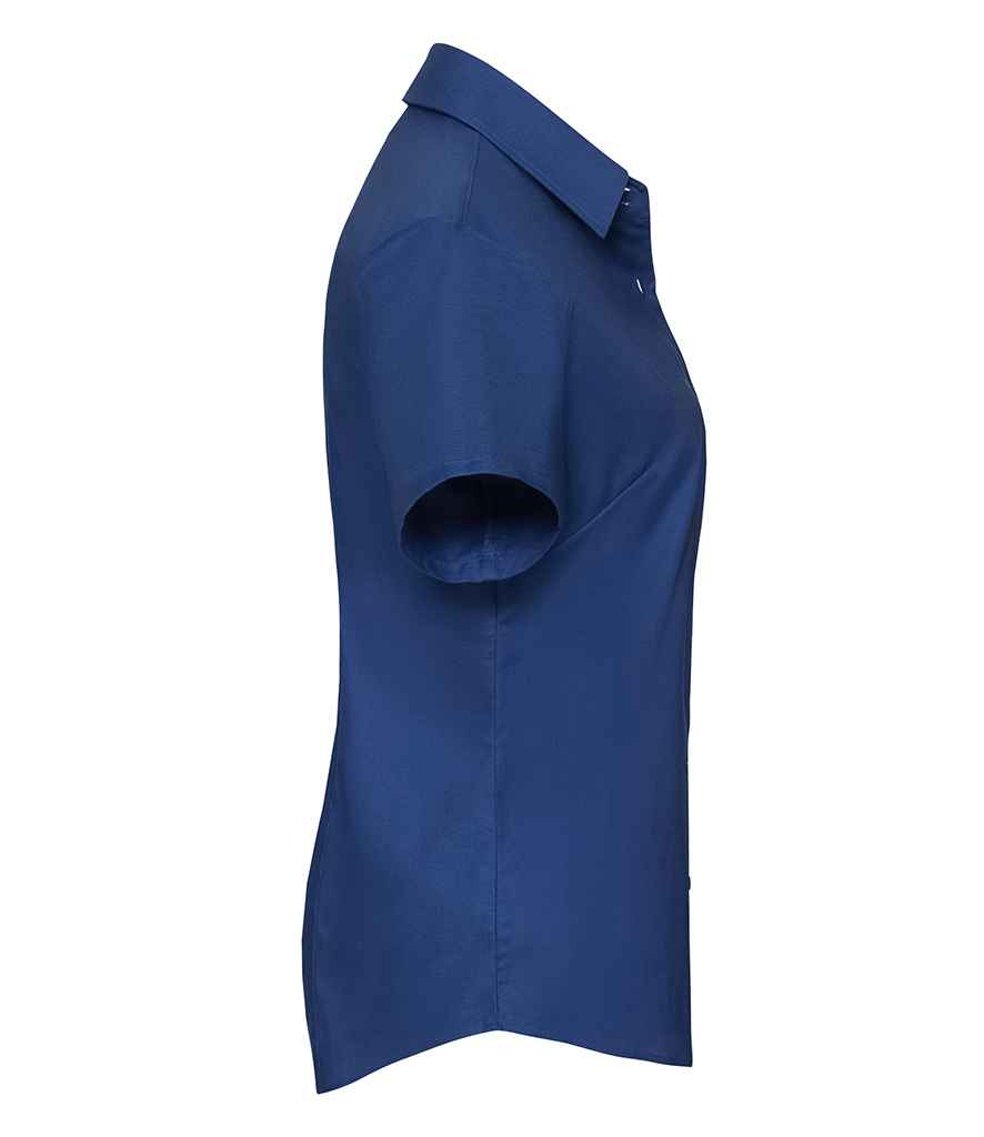 Russell Collection Ladies Short Sleeve Easy Care Oxford Shirt | Bright Royal