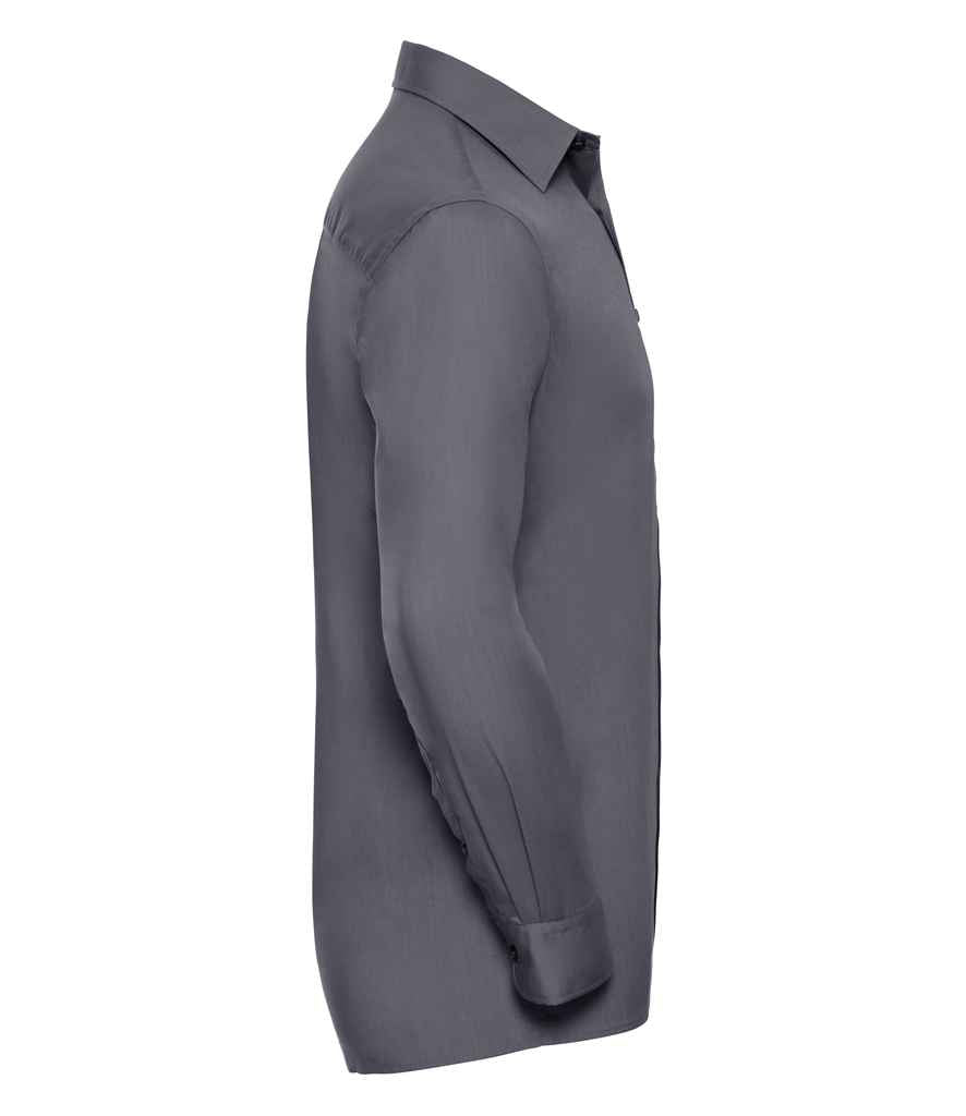 Russell Collection Long Sleeve Easy Care Poplin Shirt | Convoy Grey