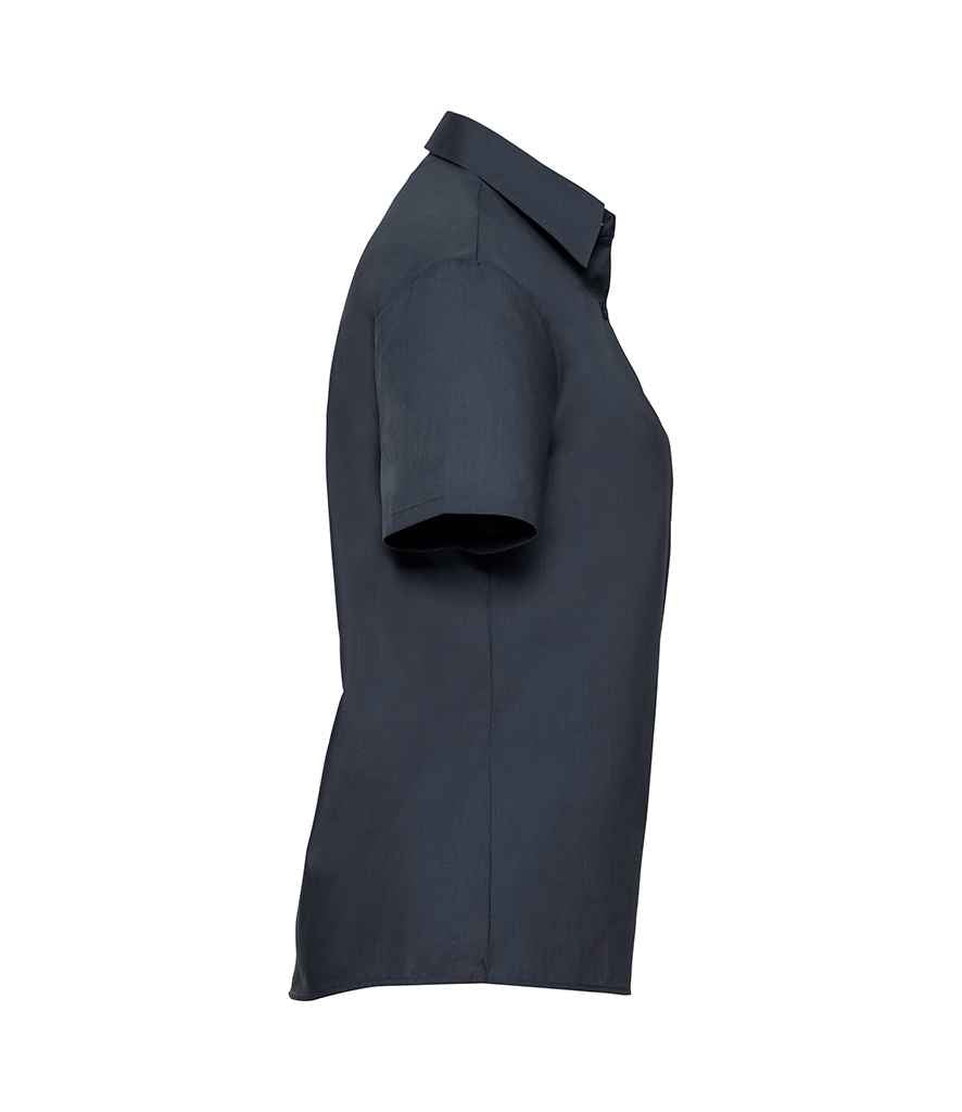 Russell Collection Ladies Short Sleeve Easy Care Poplin Shirt | French Navy