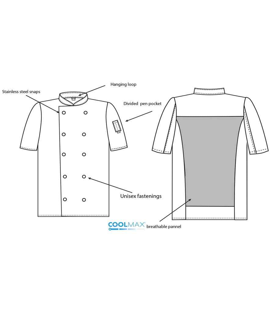 ADC Short Sleeve Coolmax® Chef's Jacket | Black