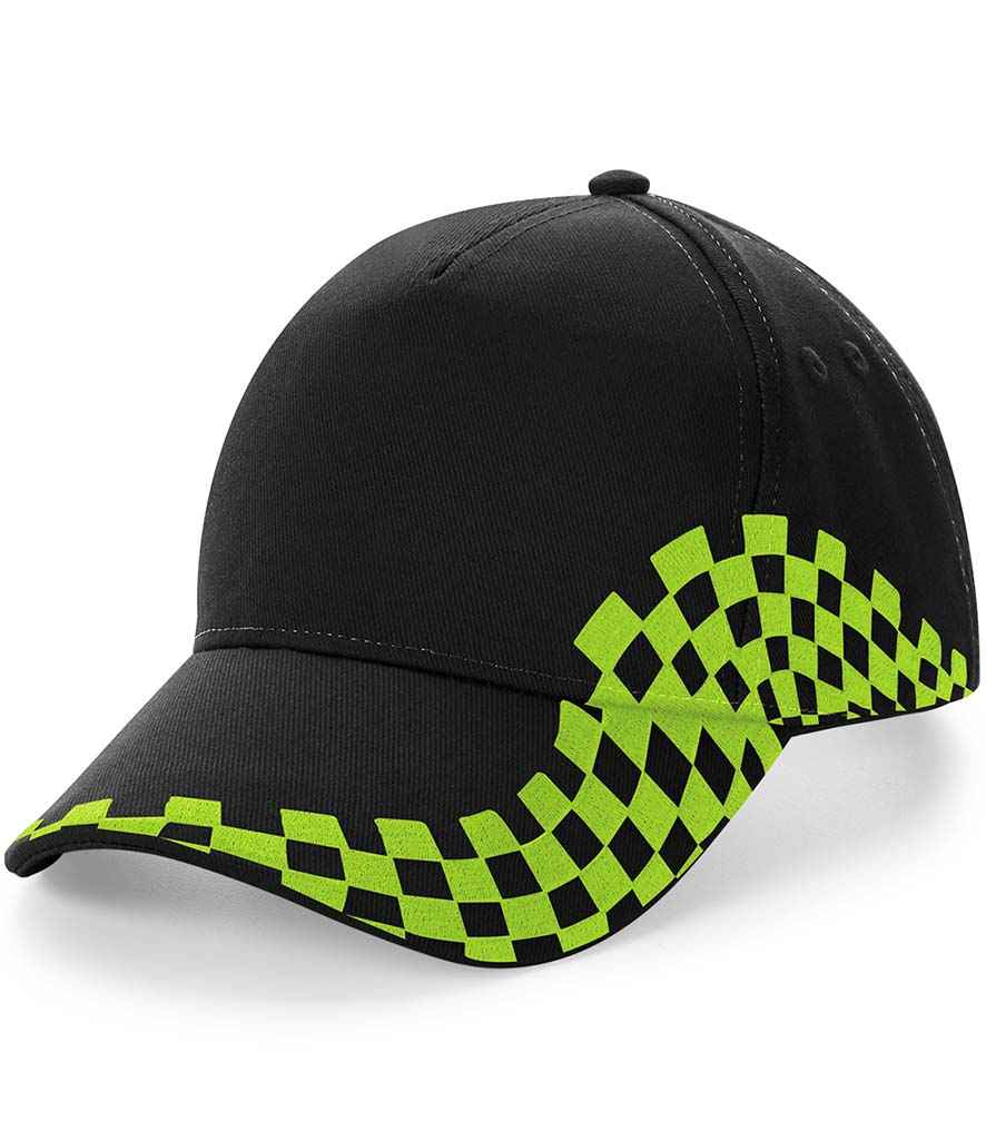 Beechfield Grand Prix Cap | Black/Lime Green