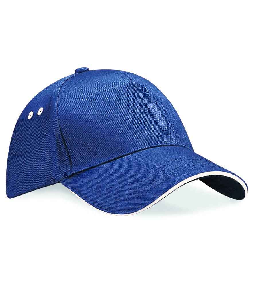 Beechfield Ultimate 5 Panel Cap with Sandwich Peak | Navy/Putty
