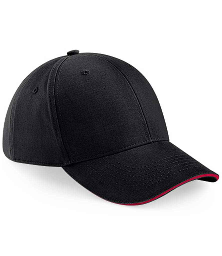 Beechfield Athleisure 6 Panel Cap | Black/Classic Red