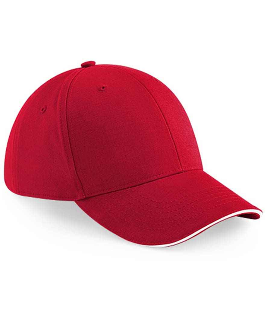 Beechfield Athleisure 6 Panel Cap | Classic Red/White