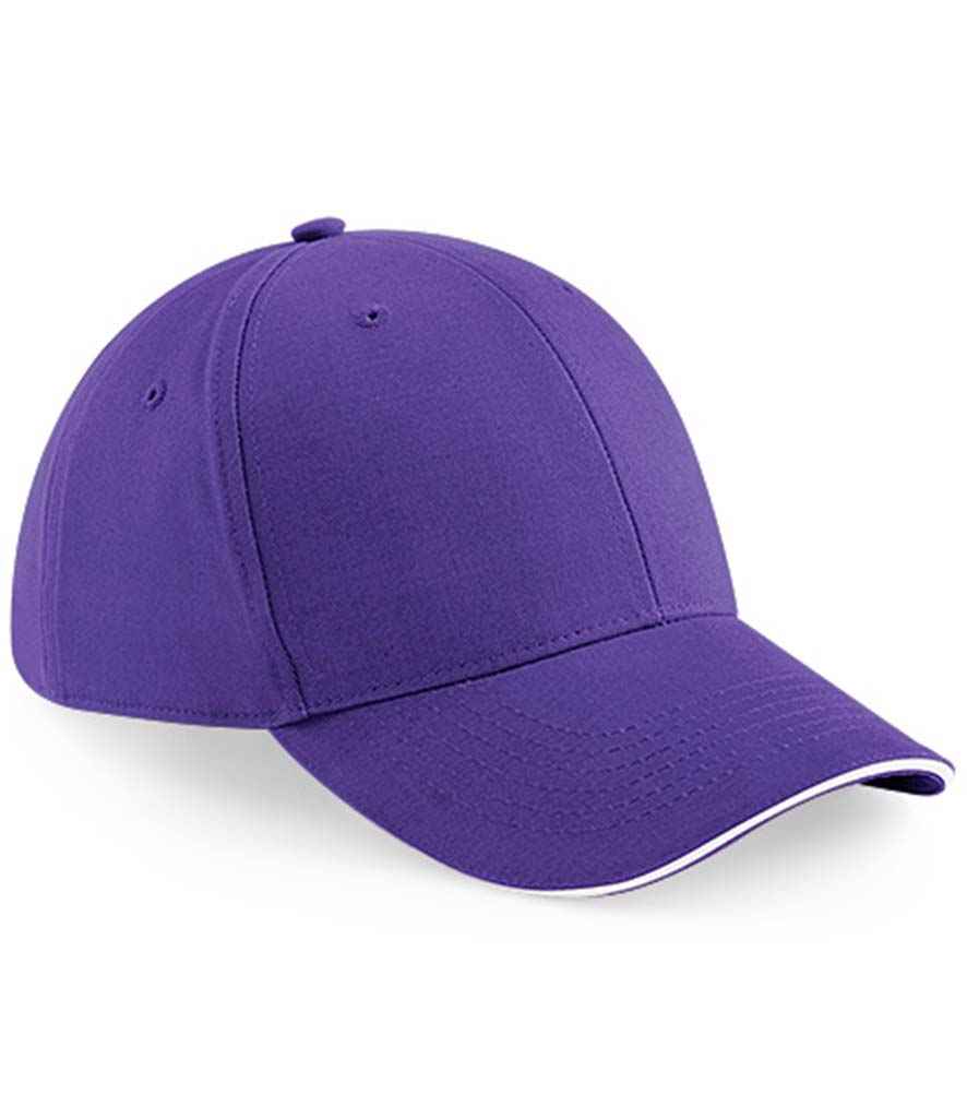 Beechfield Athleisure 6 Panel Cap | Purple/White