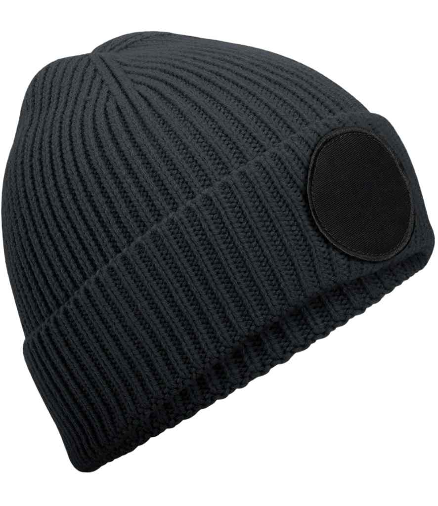 Beechfield Circular Fashion Patch Beanie | Graphite Grey/Black