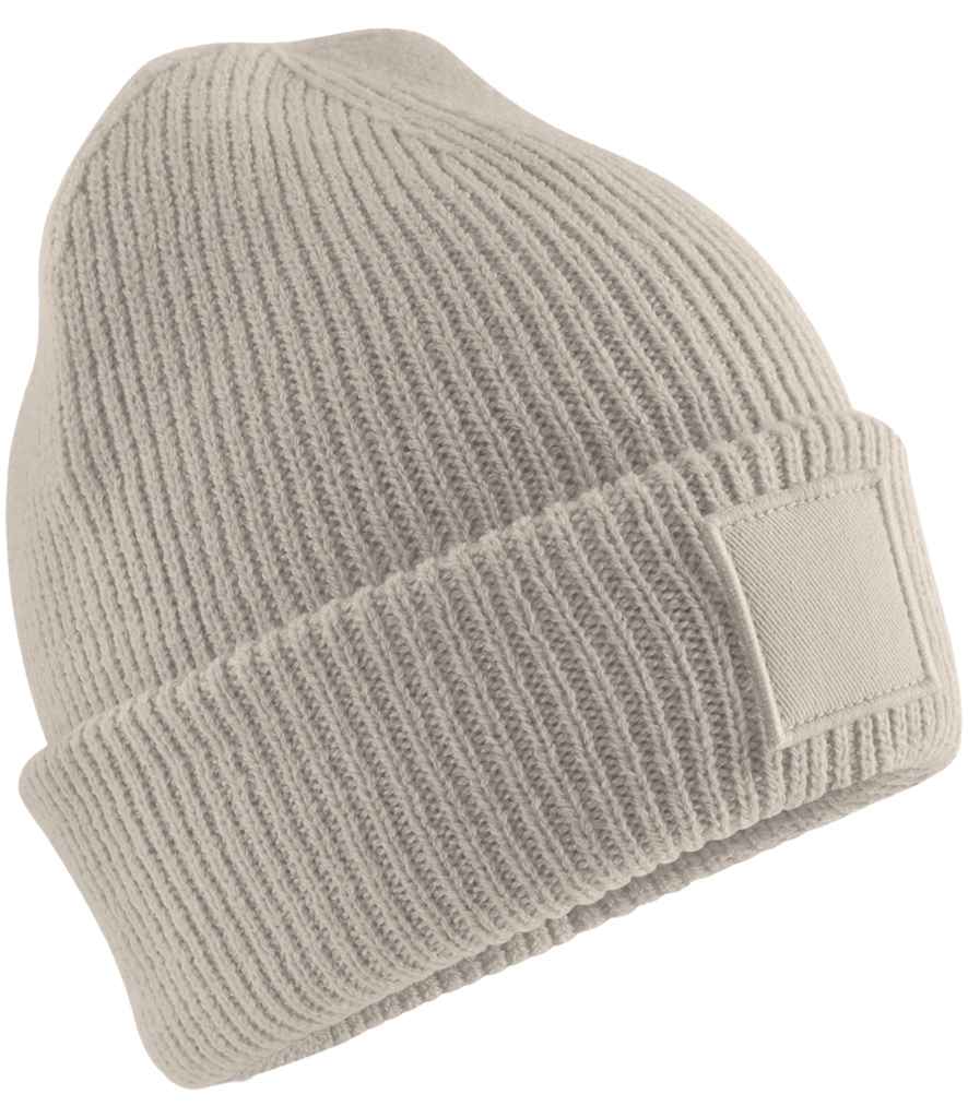Beechfield Kids Deep Cuffed Tonal Patch Beanie | Natural Stone