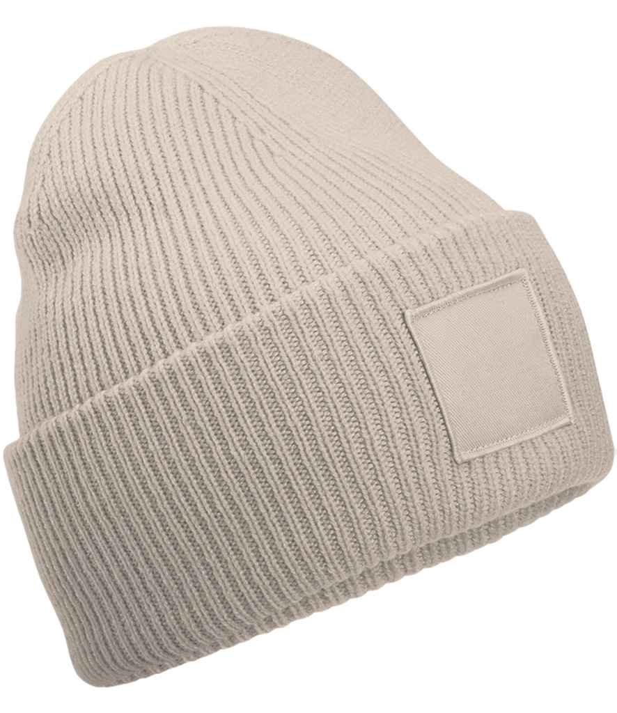 Beechfield Deep Cuff Tonal Patch Beanie | Natural Stone