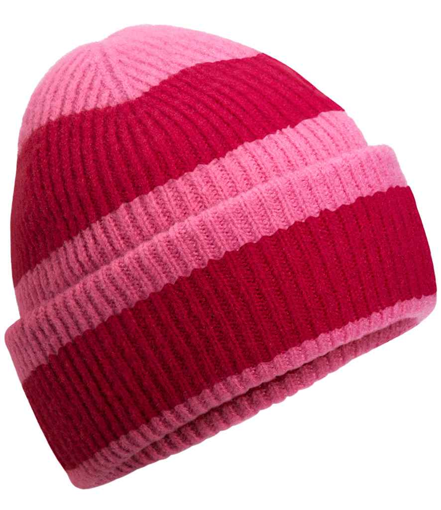 Beechfield Colour Block Beanie | True Pink/Classic Red