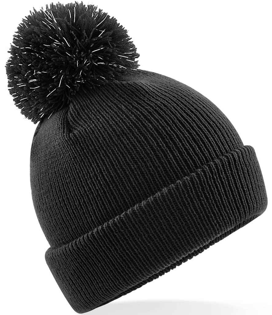 Beechfield Kids Reflective Bobble Beanie | Black