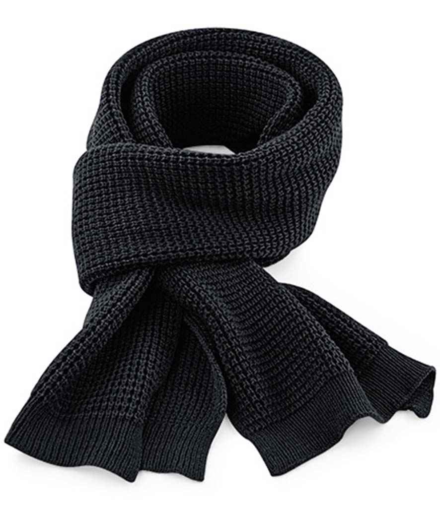 Beechfield Classic Waffle Knit Scarf | Black