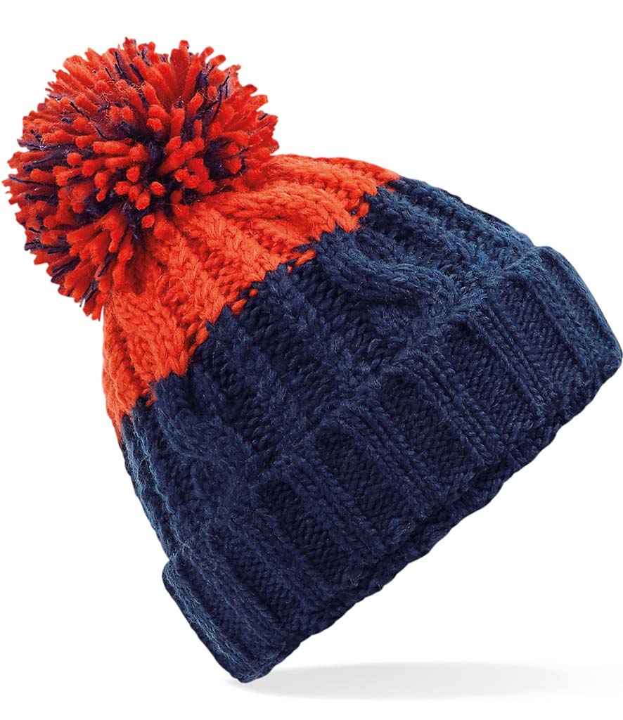Beechfield Apres Beanie | Oxford Navy/Fire Red