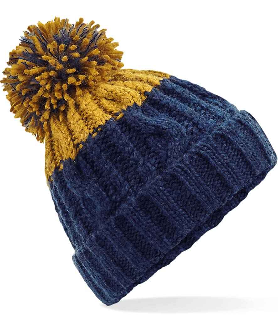 Beechfield Apres Beanie | Oxford Navy/Mustard