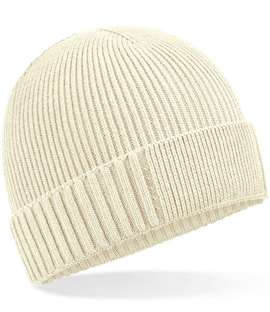 Beechfield Organic Cotton Engineered Patch Beanie | Sand