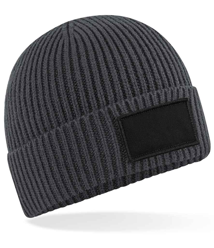 Beechfield Fashion Patch Beanie | Graphite Grey/Black