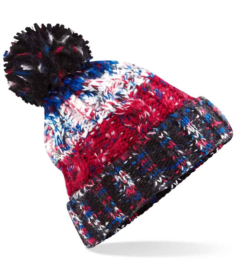 Beechfield Corkscrew Pom Pom Beanie | Black Jacks