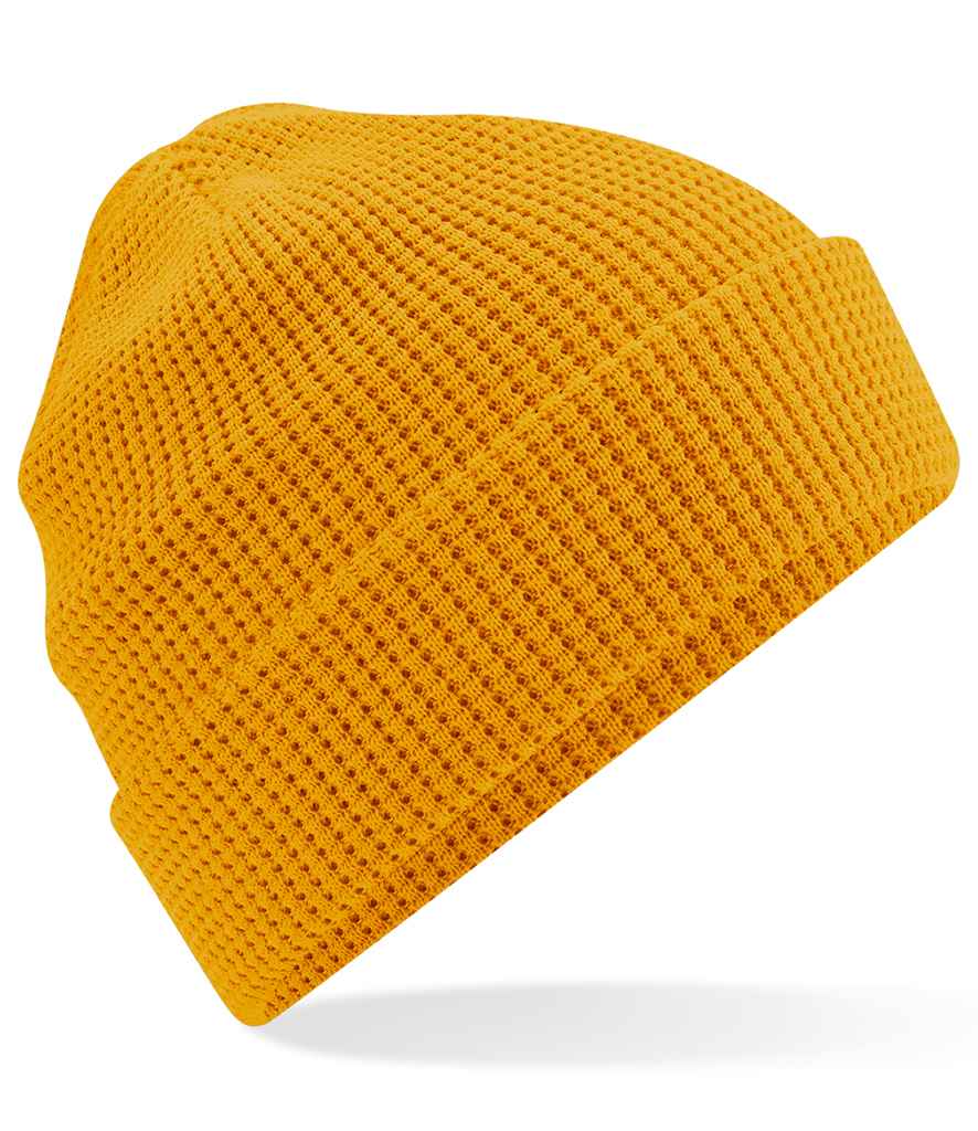 Beechfield Organic Cotton Waffle Beanie | Mustard