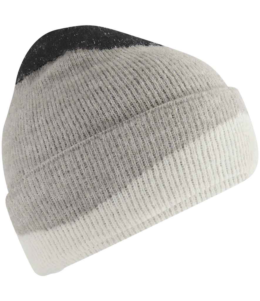 Beechfield Soft Wave Beanie | Black/Light Grey/Soft White