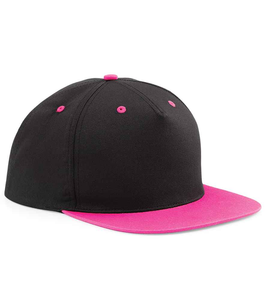 Beechfield 5 Panel Contrast Snapback | Black/Fuchsia