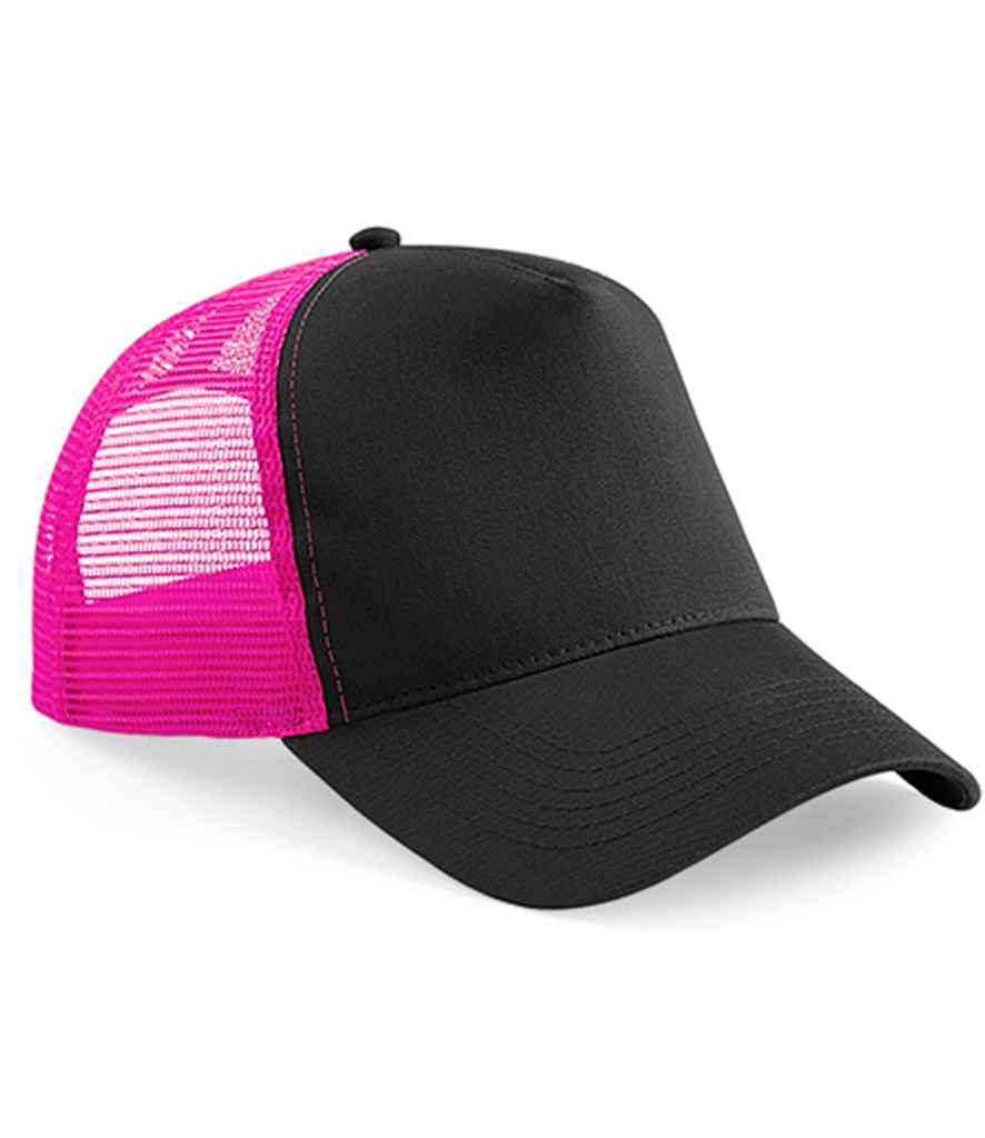 Beechfield Snapback Trucker Cap | Black/Fuchsia