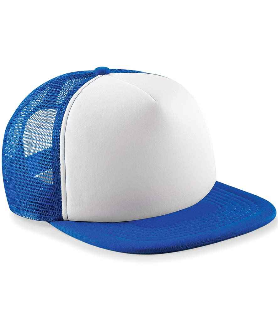 Beechfield Kids Vintage Snapback Trucker Cap | Bright Royal/White