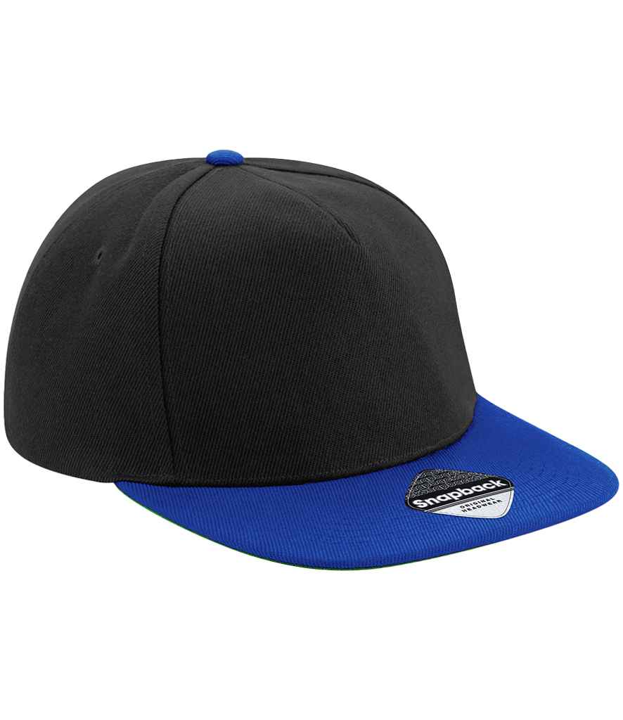 Beechfield Original Flat Peak Snapback Cap | Black/Bright Royal