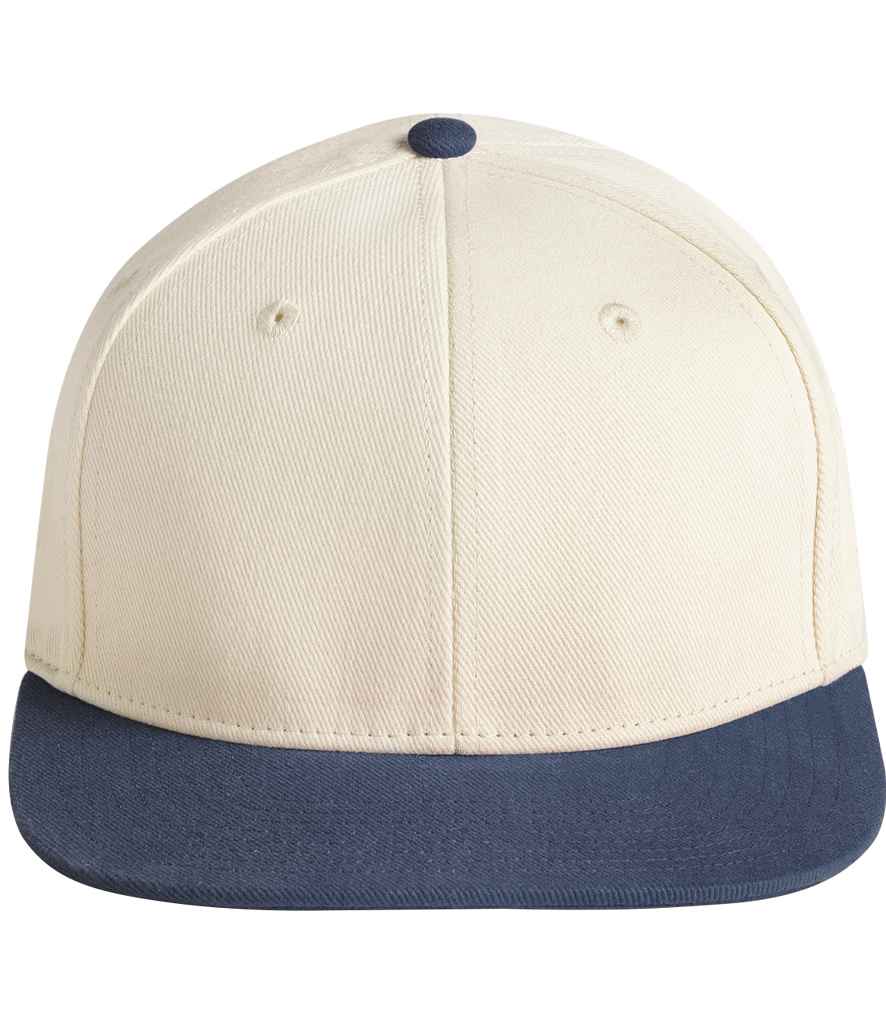 Beechfield Contrast Flat Peak 6 Panel Cap | Natural/Navy