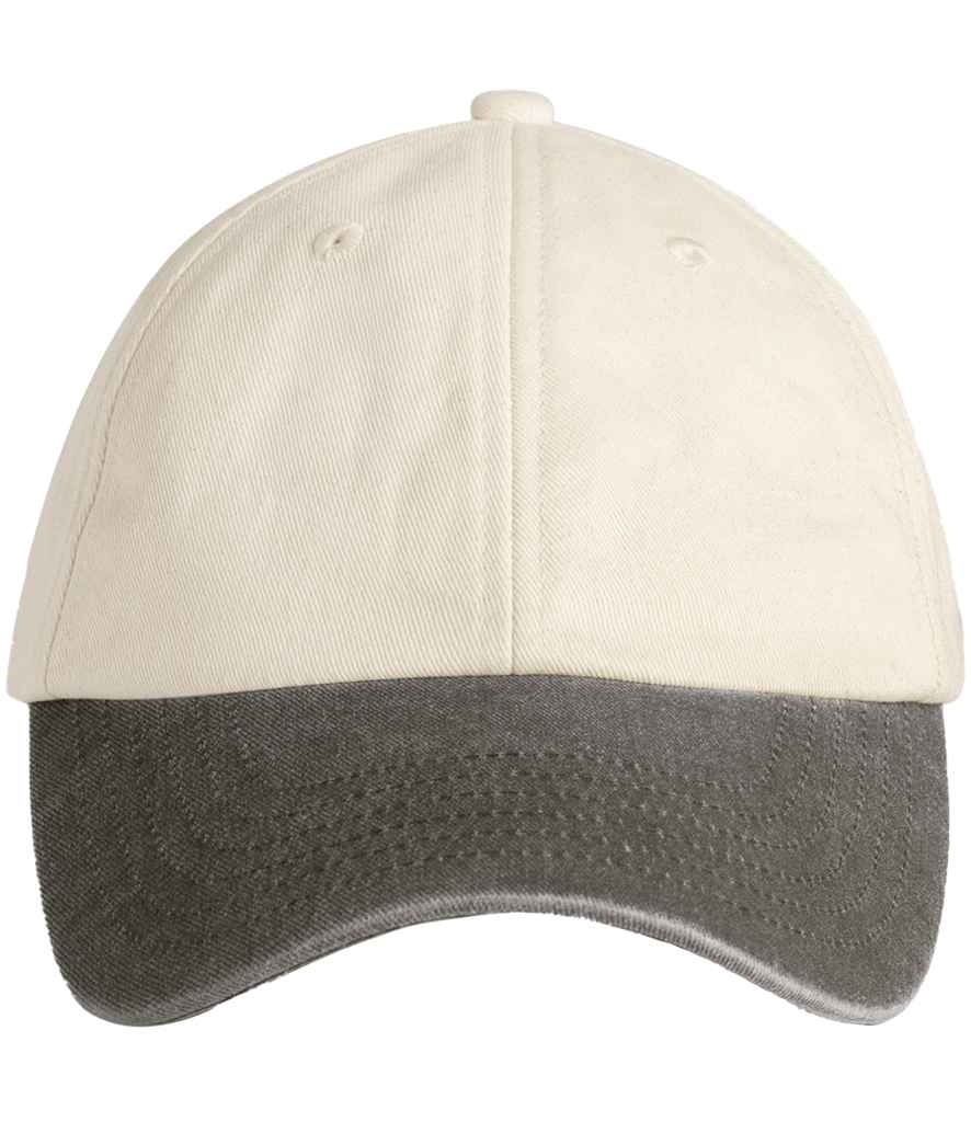 Beechfield Contrast Peak Low Profile Vintage Cap | Natural/Vintage Brown