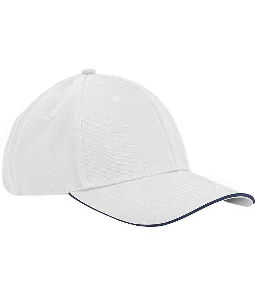 Beechfield EarthAware® Classic Organic Cotton 6 Panel Sandwich Peak Cap | White/French Navy