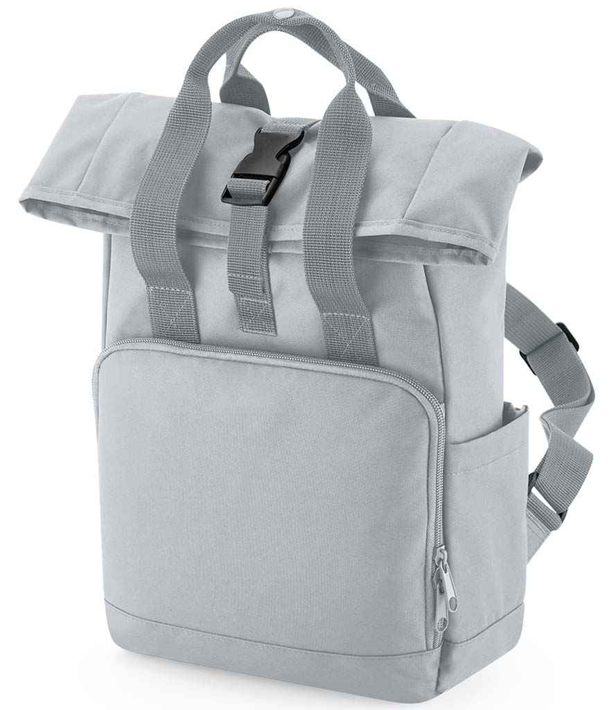 BagBase Recycled Mini Twin Handle Roll-Top Backpack | Light Grey