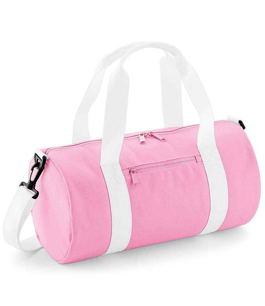 BagBase Mini Barrel Bag | Classic Pink/White