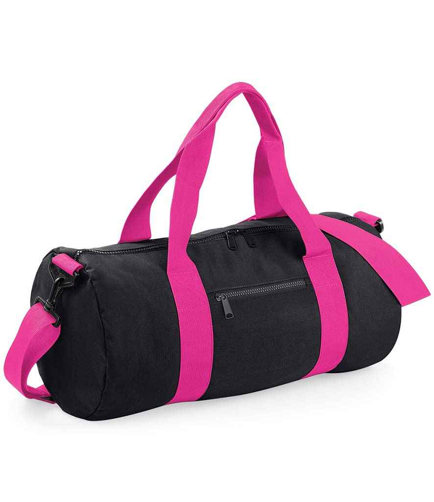 BagBase Original Barrel Bag | Black/Fuchsia