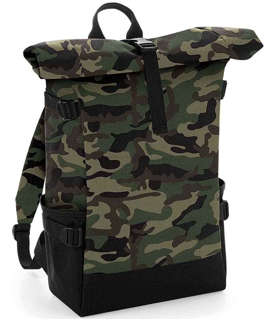 BagBase Block Roll-Top Backpack | Jungle Camo/Black