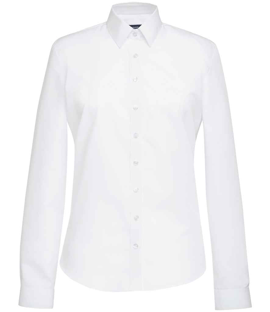 Brook Taverner Ladies Selene Long Sleeve Poplin Shirt | White