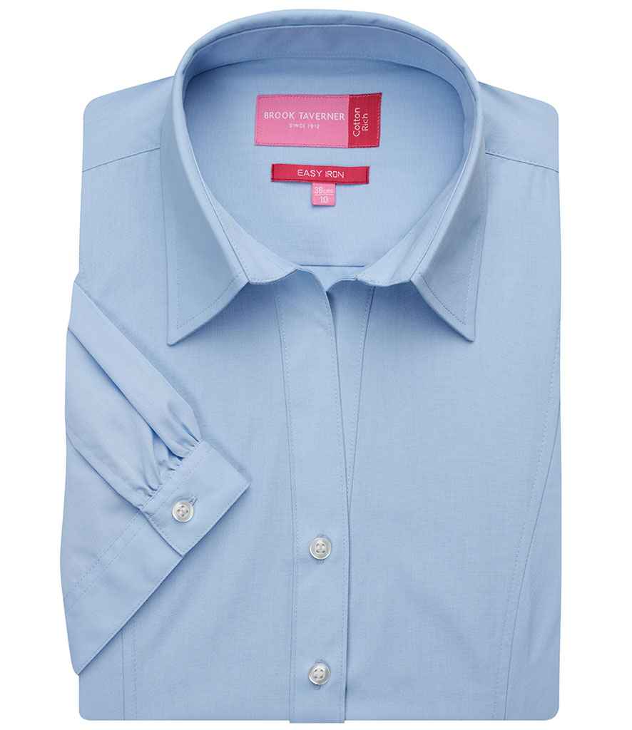 Brook Taverner Ladies Paduli Short Sleeve Poplin Shirt | Blue