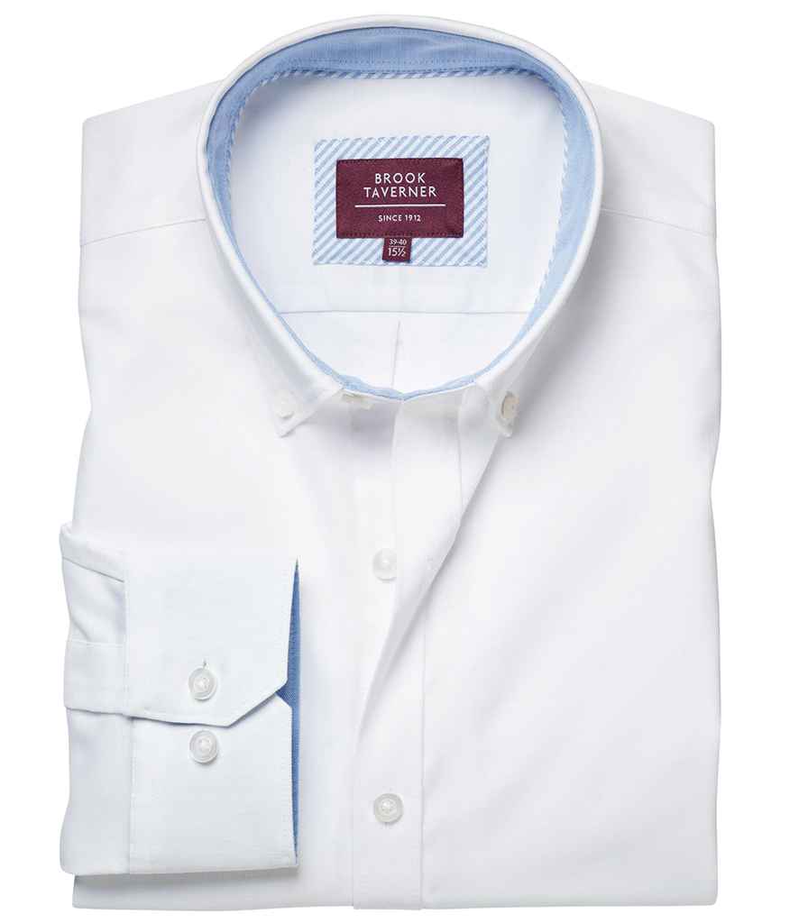 Brook Taverner Lawrence Long Sleeve Stretch Oxford Shirt | White