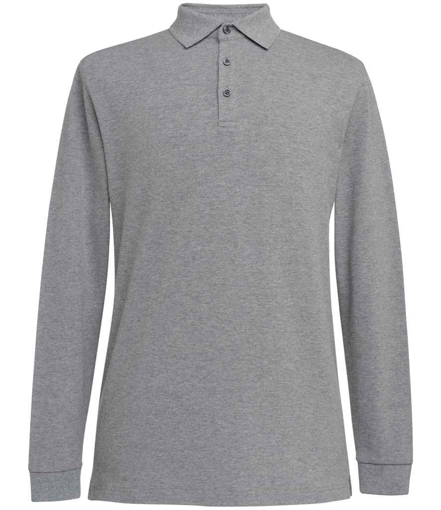 Brook Taverner Frederick Long Sleeve Polo Shirt | Grey Marl