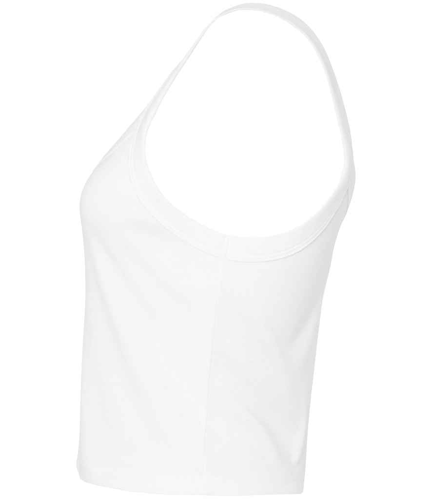 Bella Ladies Micro Rib Spaghetti Strap Tank Top | Solid White Blend
