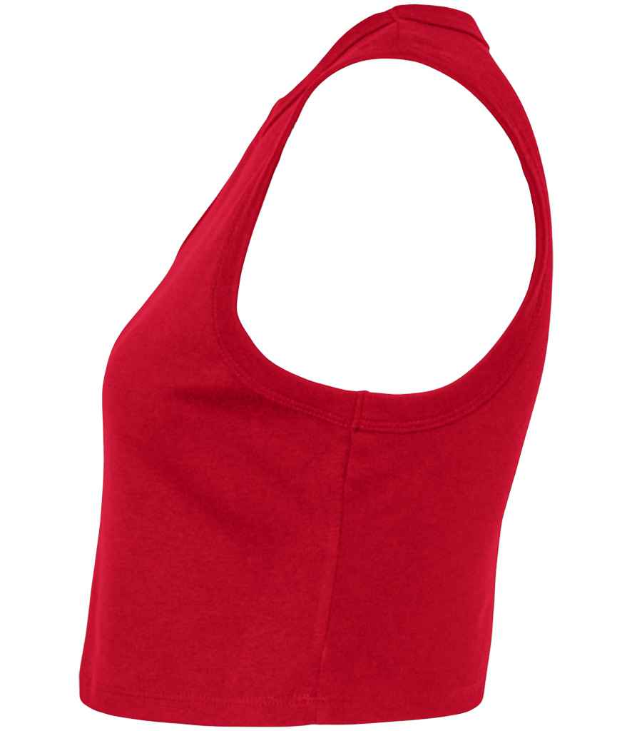 Bella Ladies Micro Rib Muscle Crop Tank Top | Solid Red Blend