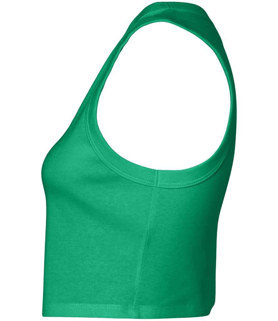 Bella Ladies Micro Rib Muscle Crop Tank Top | Solid Kelly Green Blend