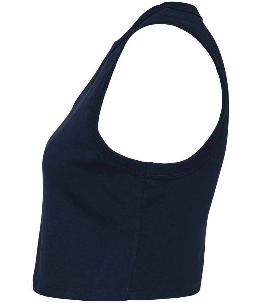 Bella Ladies Micro Rib Muscle Crop Tank Top | Solid Navy Blend