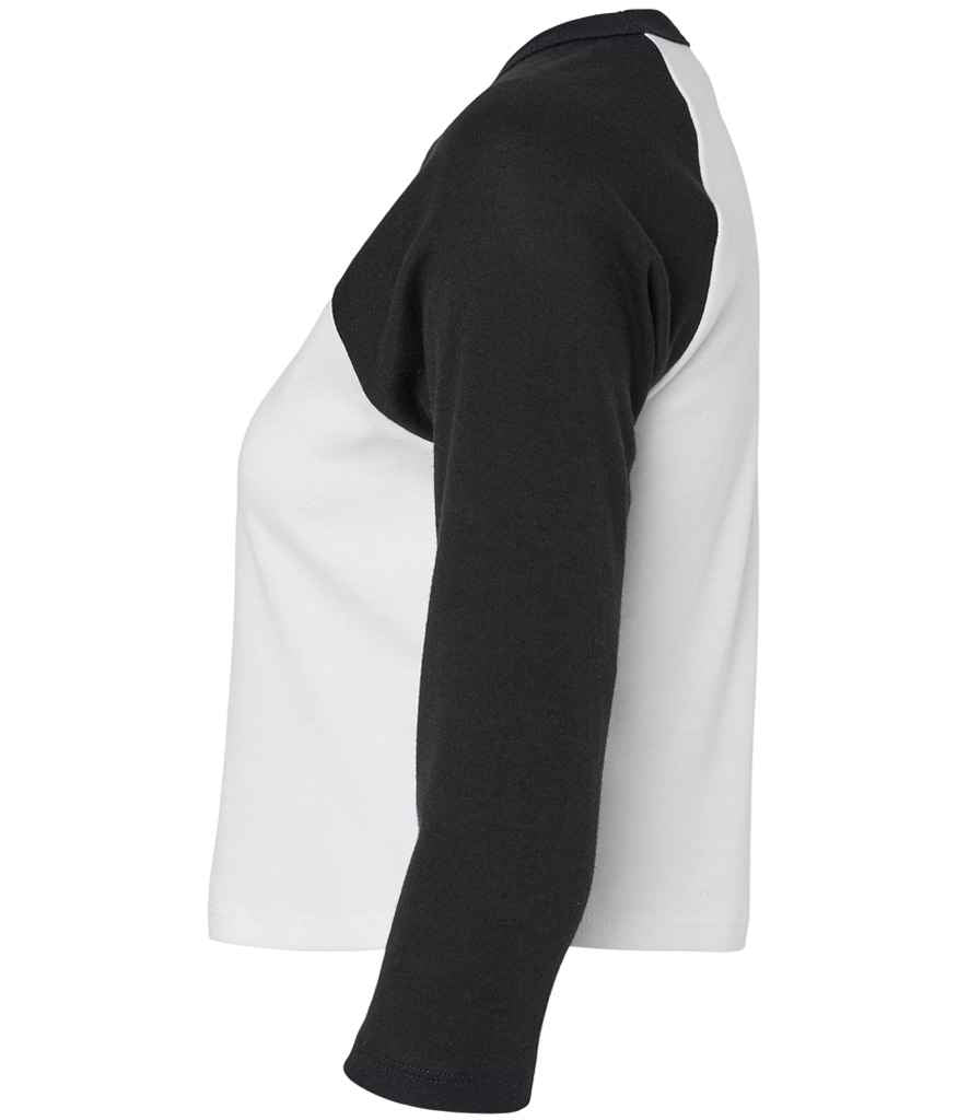 Bella Ladies Micro Rib 3/4 Raglan Baby T-Shirt | White/Black