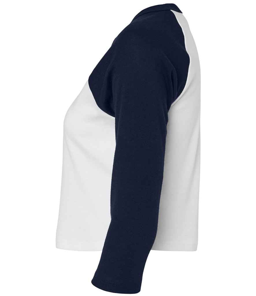 Bella Ladies Micro Rib 3/4 Raglan Baby T-Shirt | White/Navy